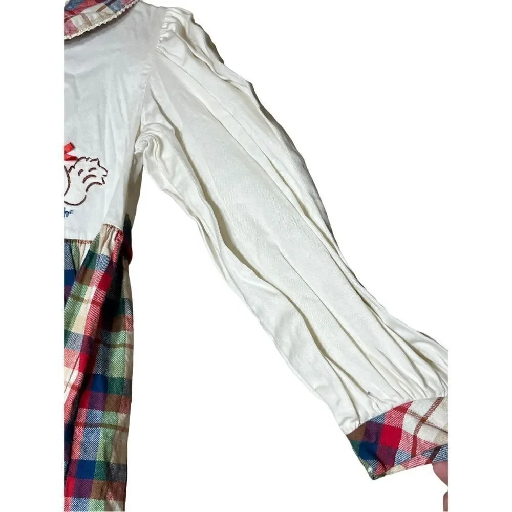 Vintage Oshkosh B’Gosh Girls Plaid Bunny‎ Squirrel print Dress Size 6
